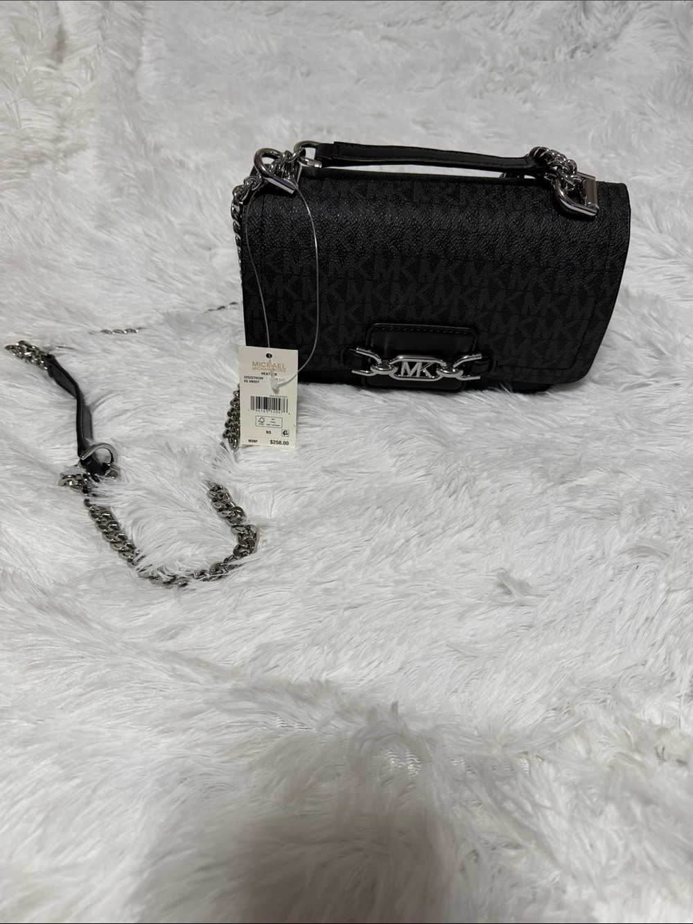 Michael Kors Black MK Signature Chain Crossbody